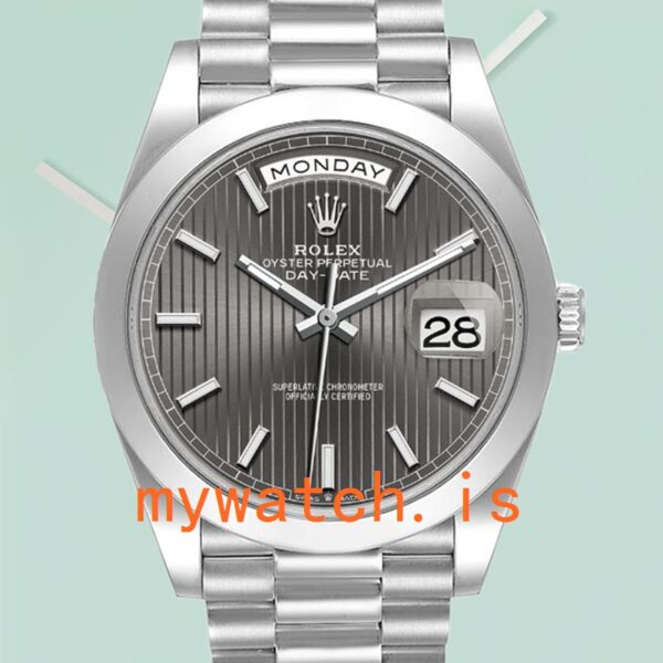 Rolex Day-Date m228206-0011 40mm Mens Dark Rhodium Dial: Genuine vs. Replica