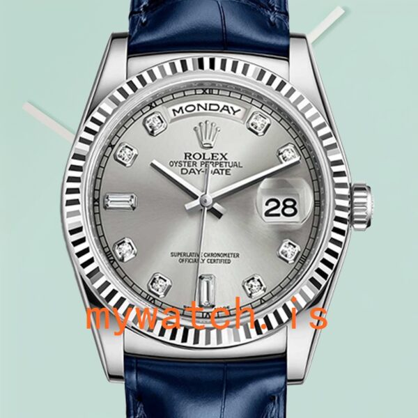 Rolex Day-Date Men's m118139-0081 36mm Silver-tone Leather Strap: A Symbol of Elegance and Precision